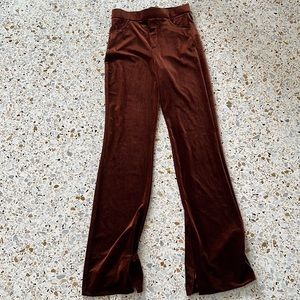 ZARA BROWNISH-BRONZE SHIMMER PANTS WITH ANKLE CUT-OUTS